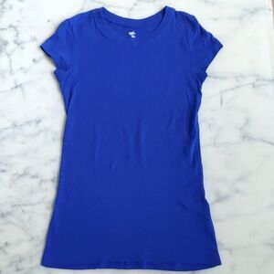 NWOT. LA Base 100% Cotton Electric Blue Short Sleeve Long Tee.